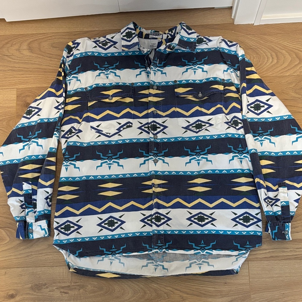 Men's Motto Western Button Down Shirt XL